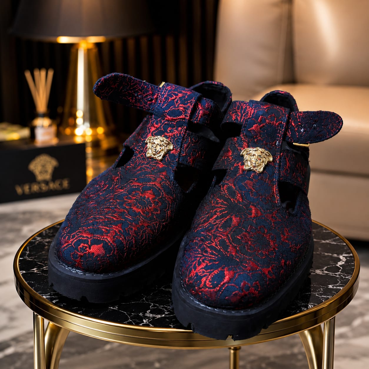 Navy and red patterned King Duke Skin shoes